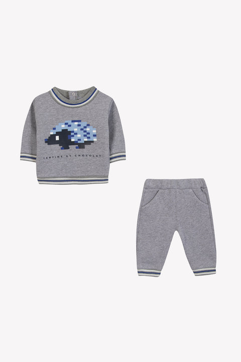 Ensemble jogging - Gris hérisson pixel - Image principale