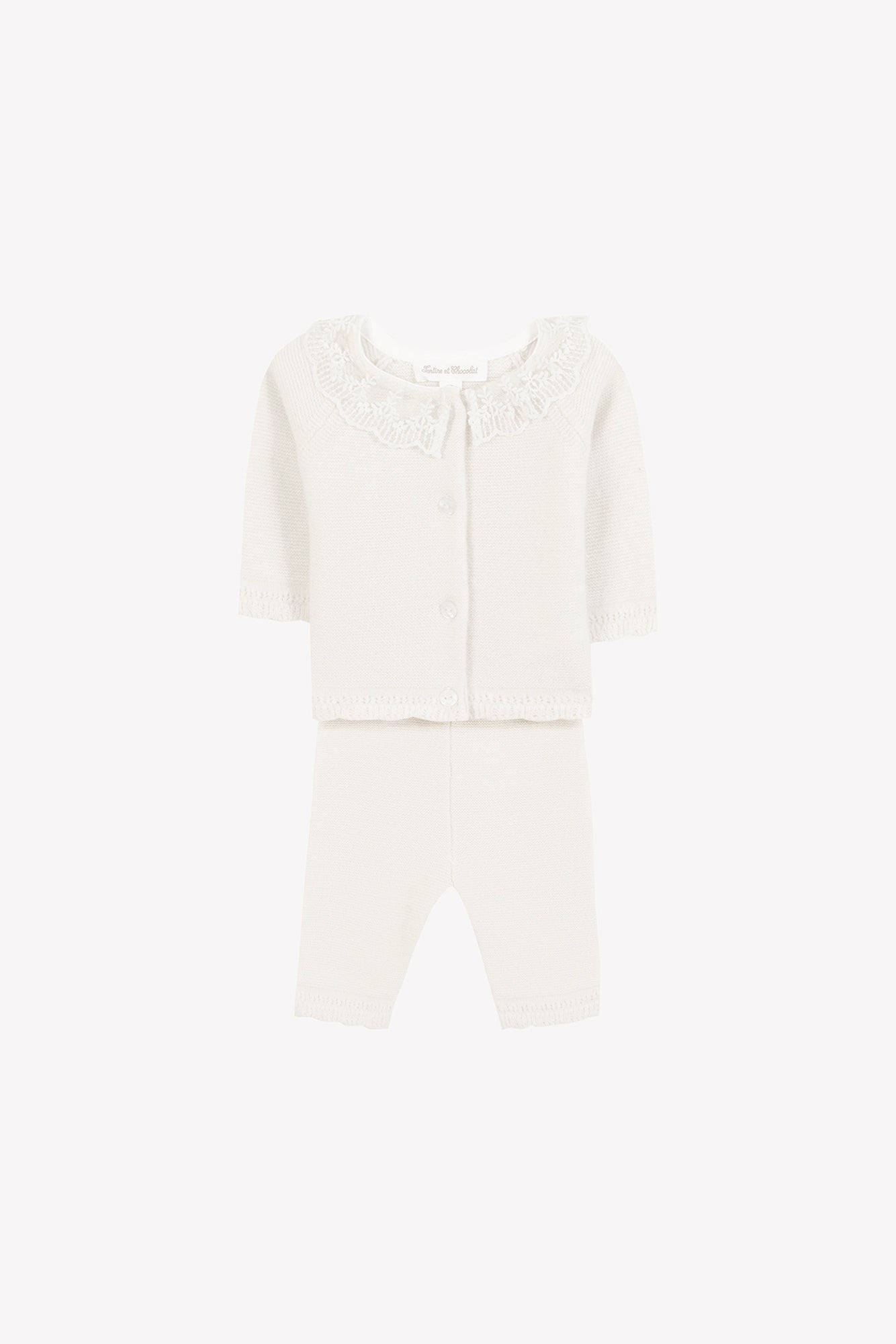 Conjunto Largo - Marfil Cuello con volantes