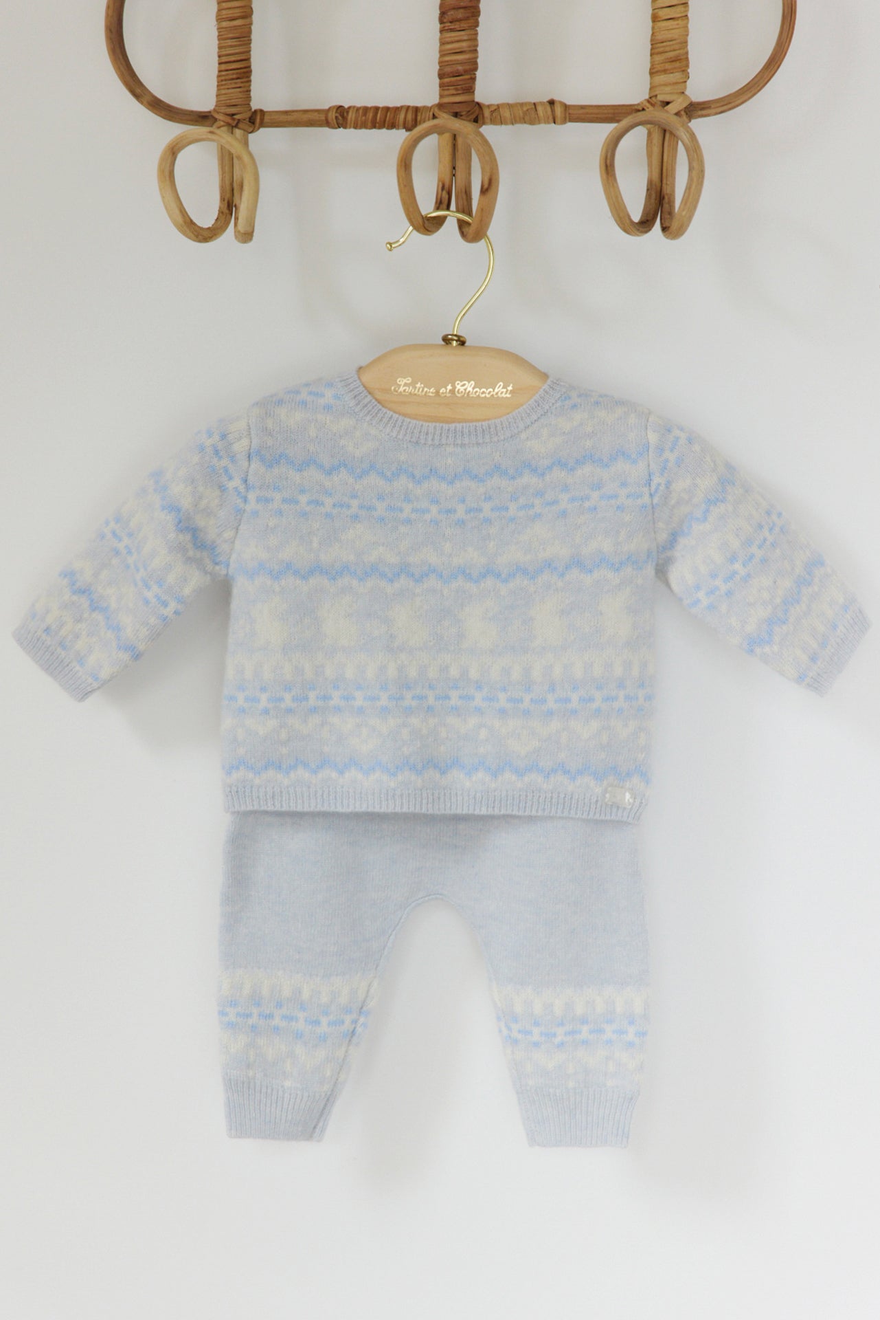 Ensemble long - Bleu chiné jacquard