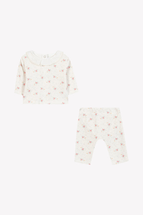 Ensemble long - Ecru fleurs - Image principale