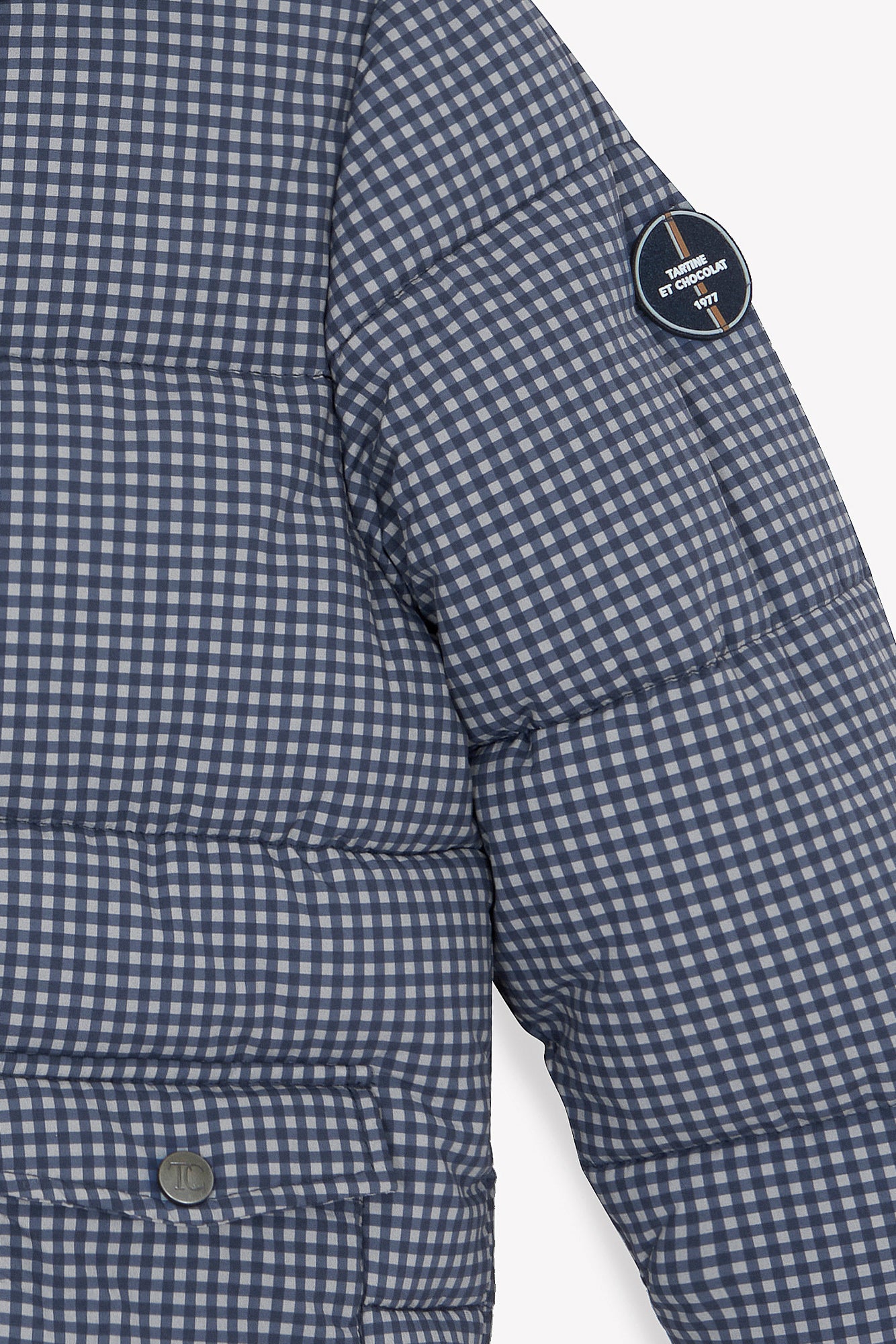 Geschwollene Jacke - Marineblau Zweifarbiges Gingham