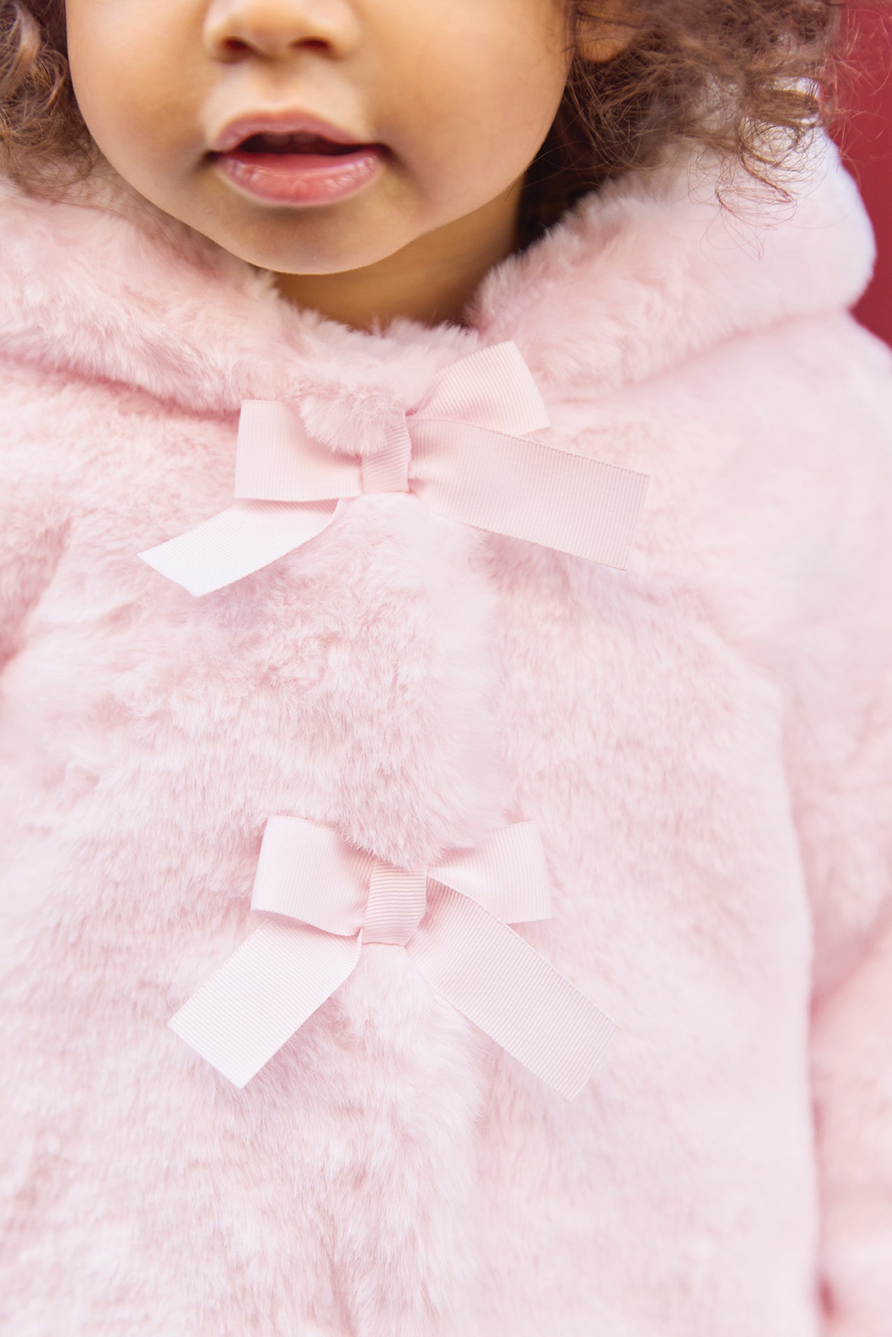 Manteau - Rose pâle imitation fourrure