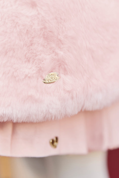 Manteau - Rose pâle imitation fourrure - Image principale