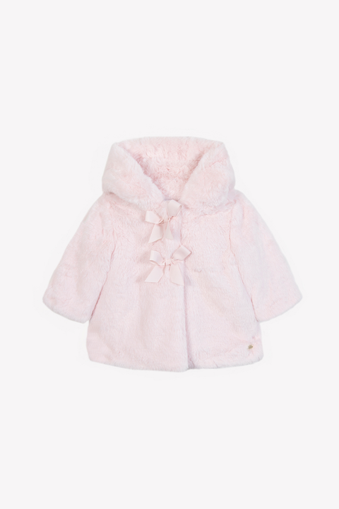 Manteau - Rose pâle imitation fourrure - Image principale