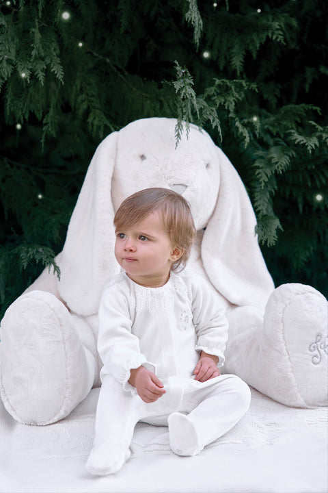 Pyjama - Ecru col velours dentelle - Image principale