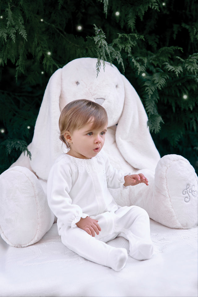 Pyjama - Ecru col velours dentelle - Image principale