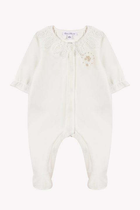 Pijama - Marfil cuello de terciopelo y encaje - Image principale