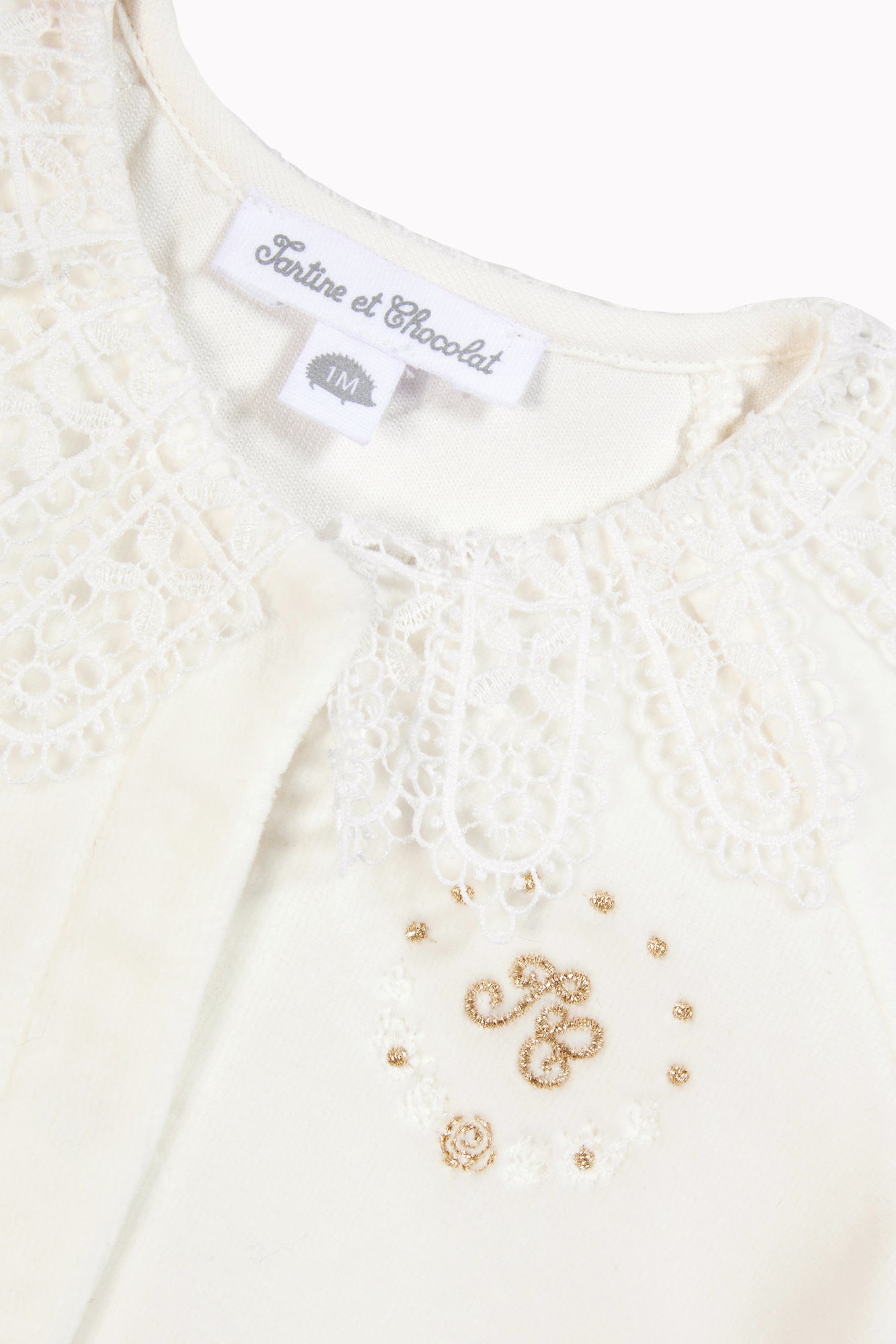 Pyjama - Ecru col velours dentelle