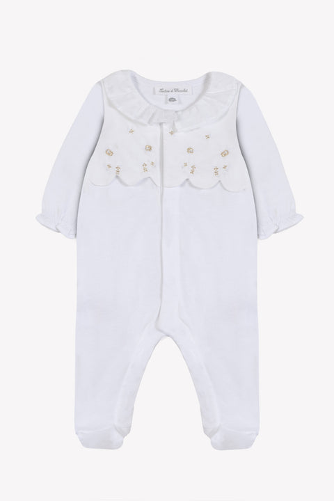 Pijama - Blanco con cuello con volantes - Image principale