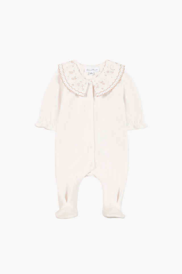 Pyjama - Ecru velours broderies - Image principale