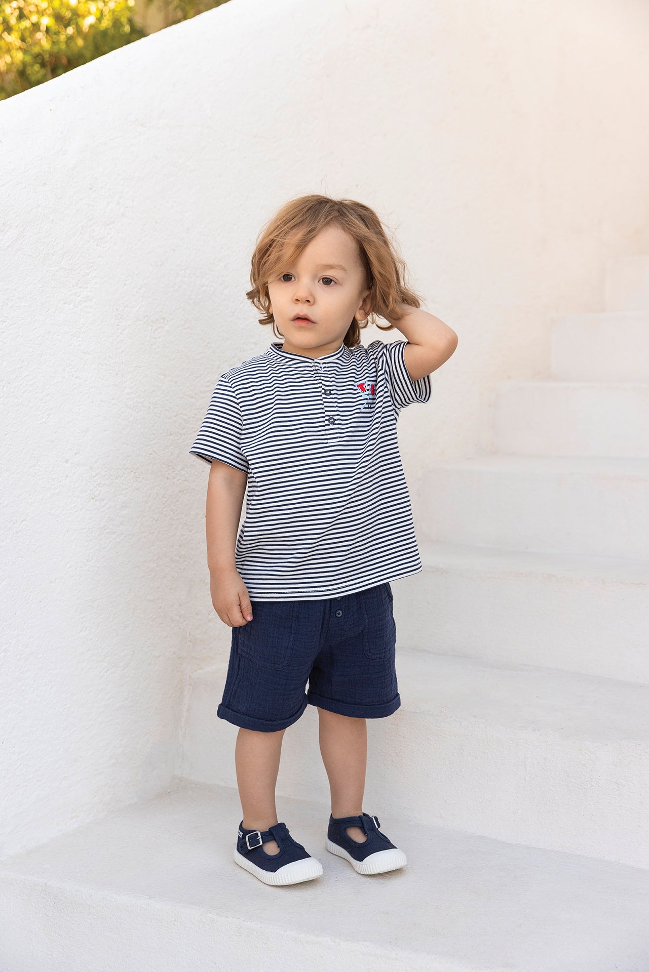 T-shirt - Navy cotton Stripes