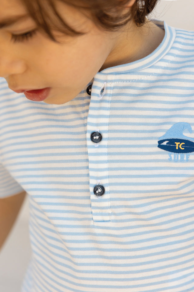 T-shirt - Bleu coton rayures - Image principale