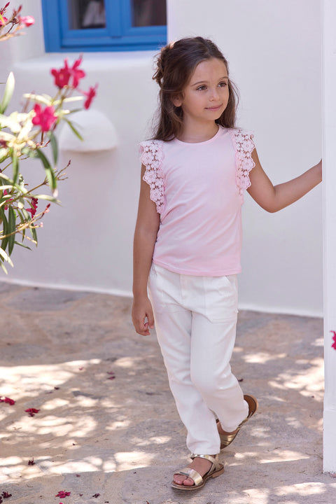 Maglietta- Rosa cotone Laccio - Image principale
