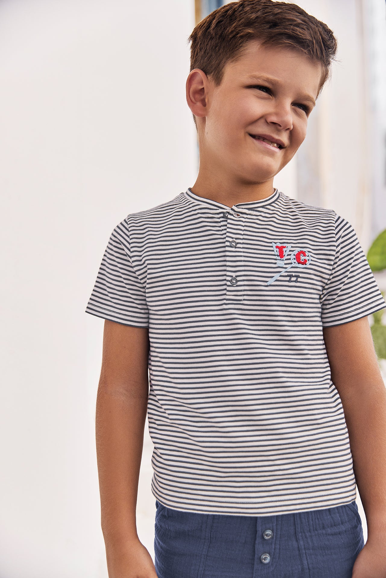 T-Shirt - Marineblau Baumwolle Streifens