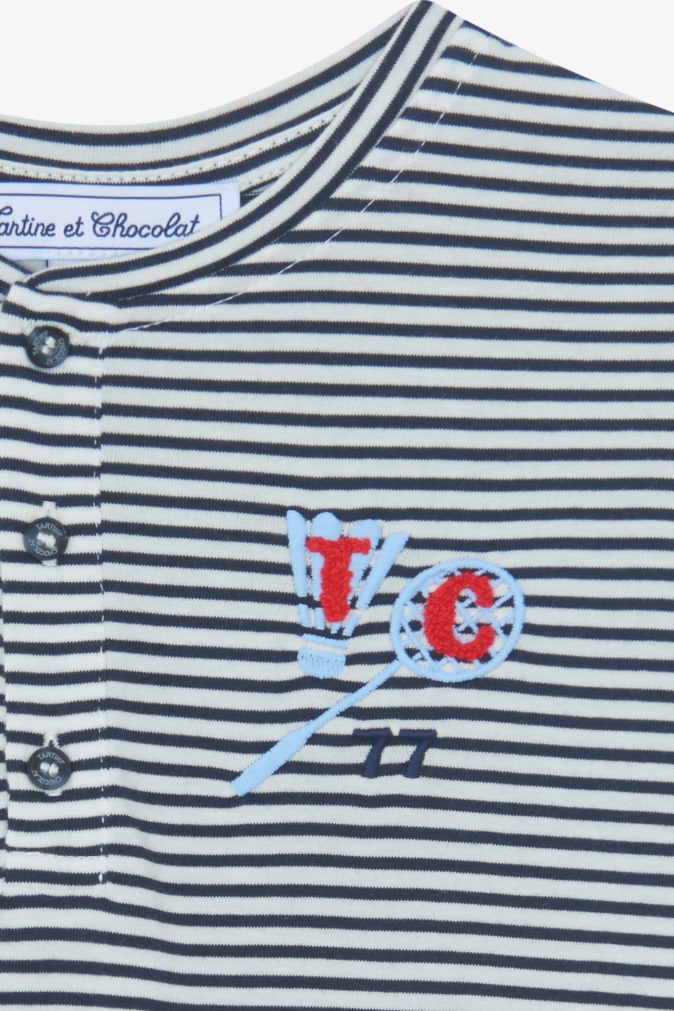 T-Shirt - Marineblau Baumwolle Streifens