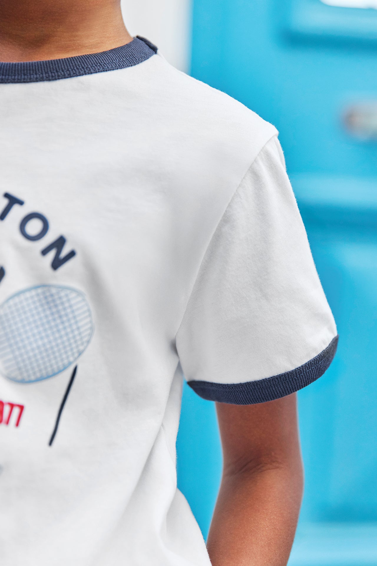 T-Shirt - Marineblau Baumwolle Illustration Badminton