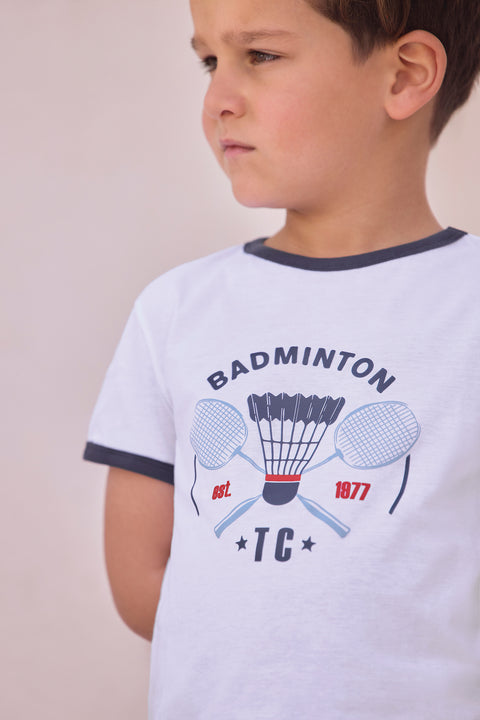 T-shirt - Marine coton illustration badminton - Image principale