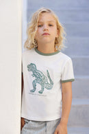 T-Shirt - Ecru Illustration Dinosaurier