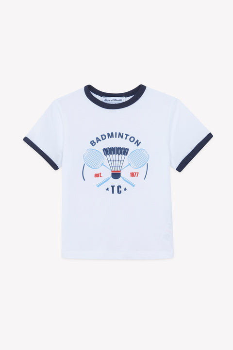 T-Shirt - Marineblau Baumwolle Illustration Badminton - Image principale