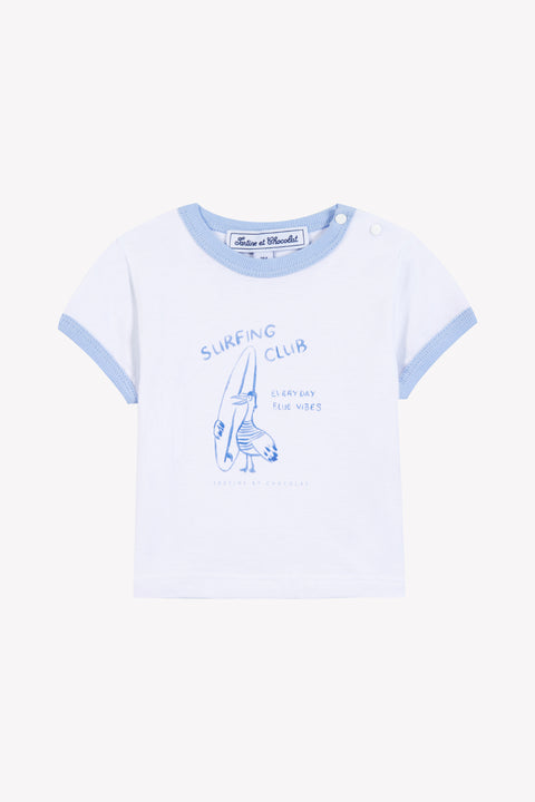 T-shirt -White cotton Illustration seaside - Image principale
