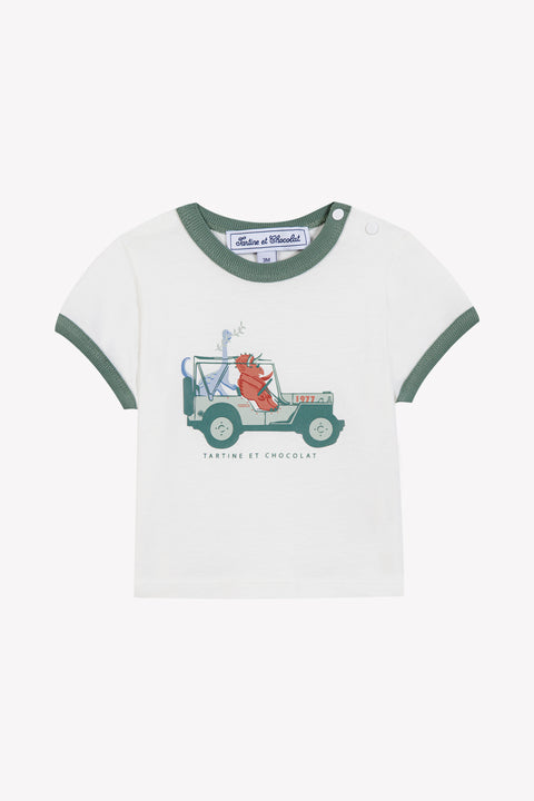 T-shirt - Ecru coton illustration explorateur - Image principale