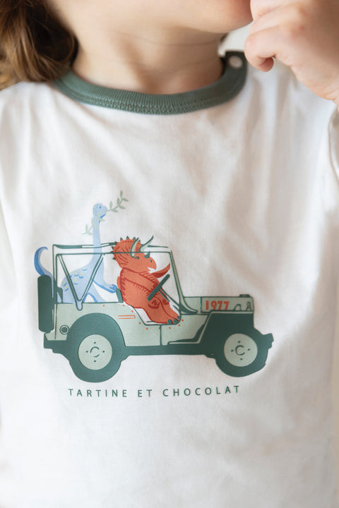 T-shirt - Ecru coton illustration explorateur - Image principale