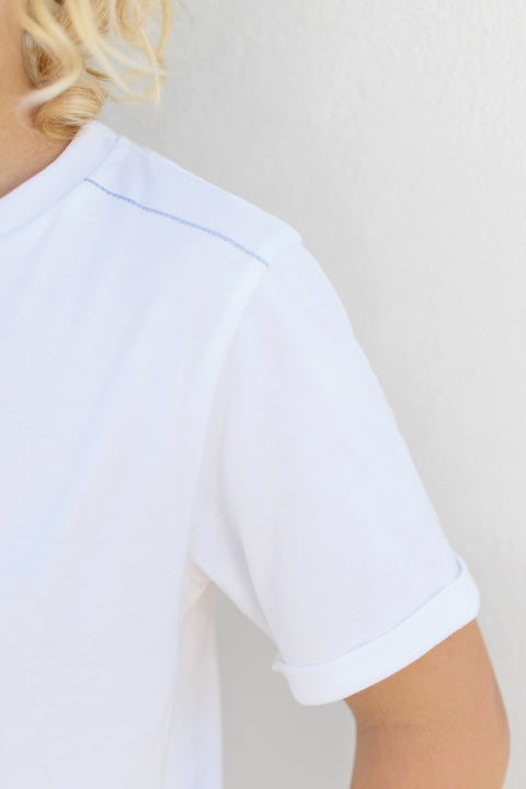 T-Shirt - Blau Wolkenbaumwolle Illustration Reisender - Image principale