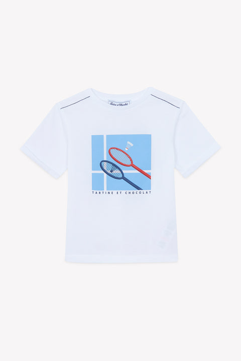 T-Shirt - Weiss Illustration Badminton - Image principale