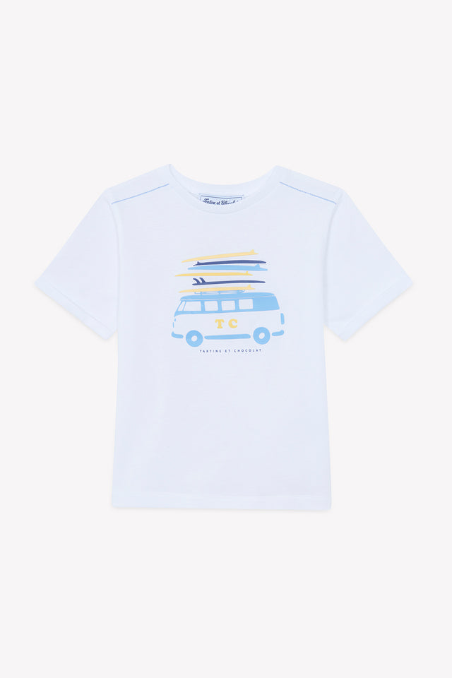 T-shirt - Bleu nuage coton illustration caravane - Image principale