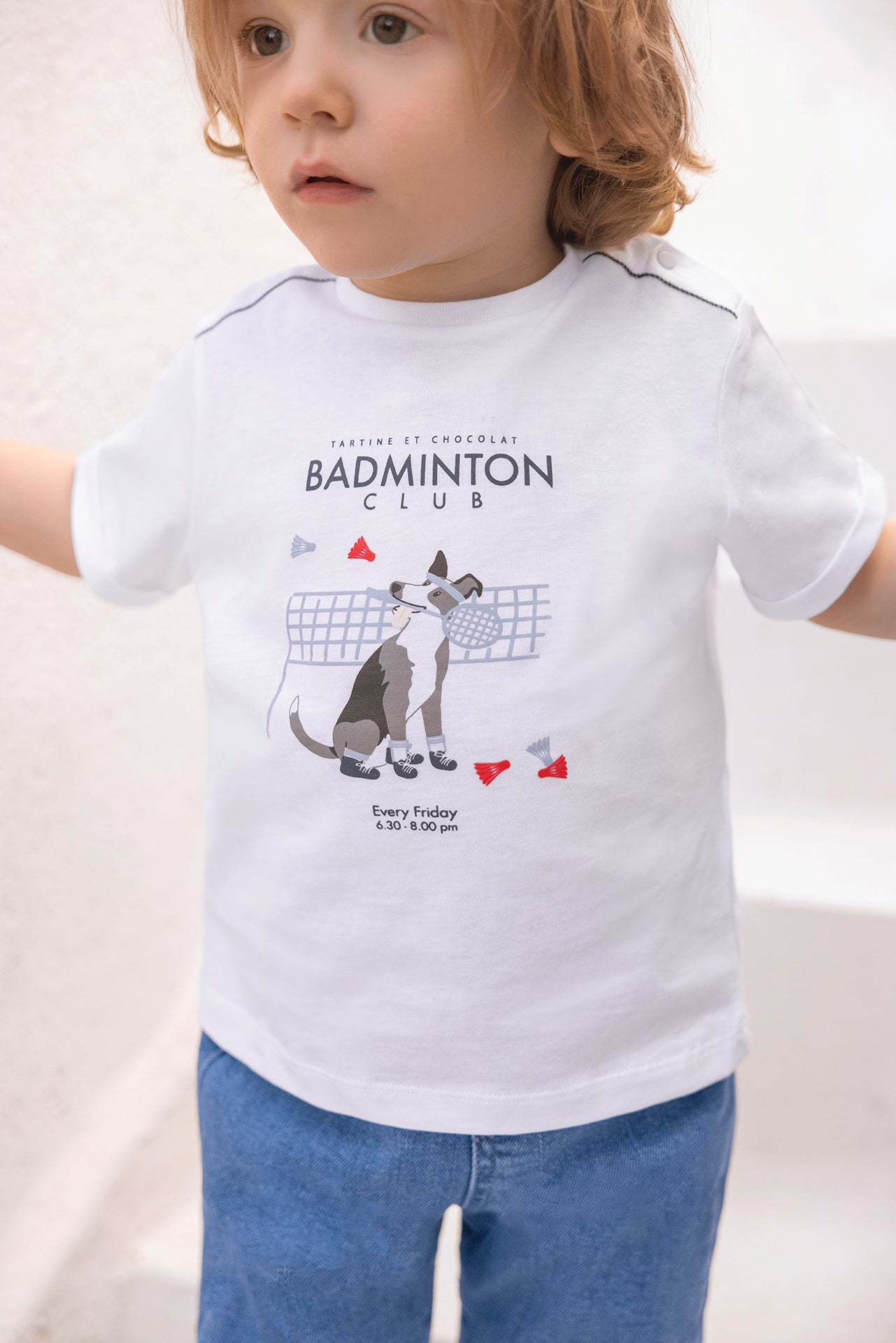 T-shirt - Blanc coton illustration badminton
