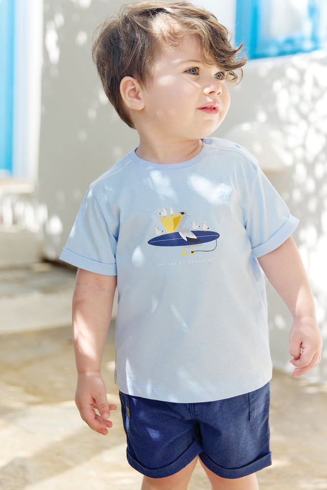 T-Shirt - Blau Illustration Meer - Image principale