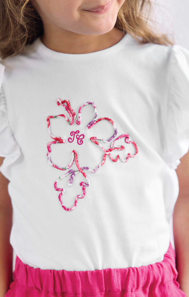 T-shirt fille motifs sequins - écru, Fille