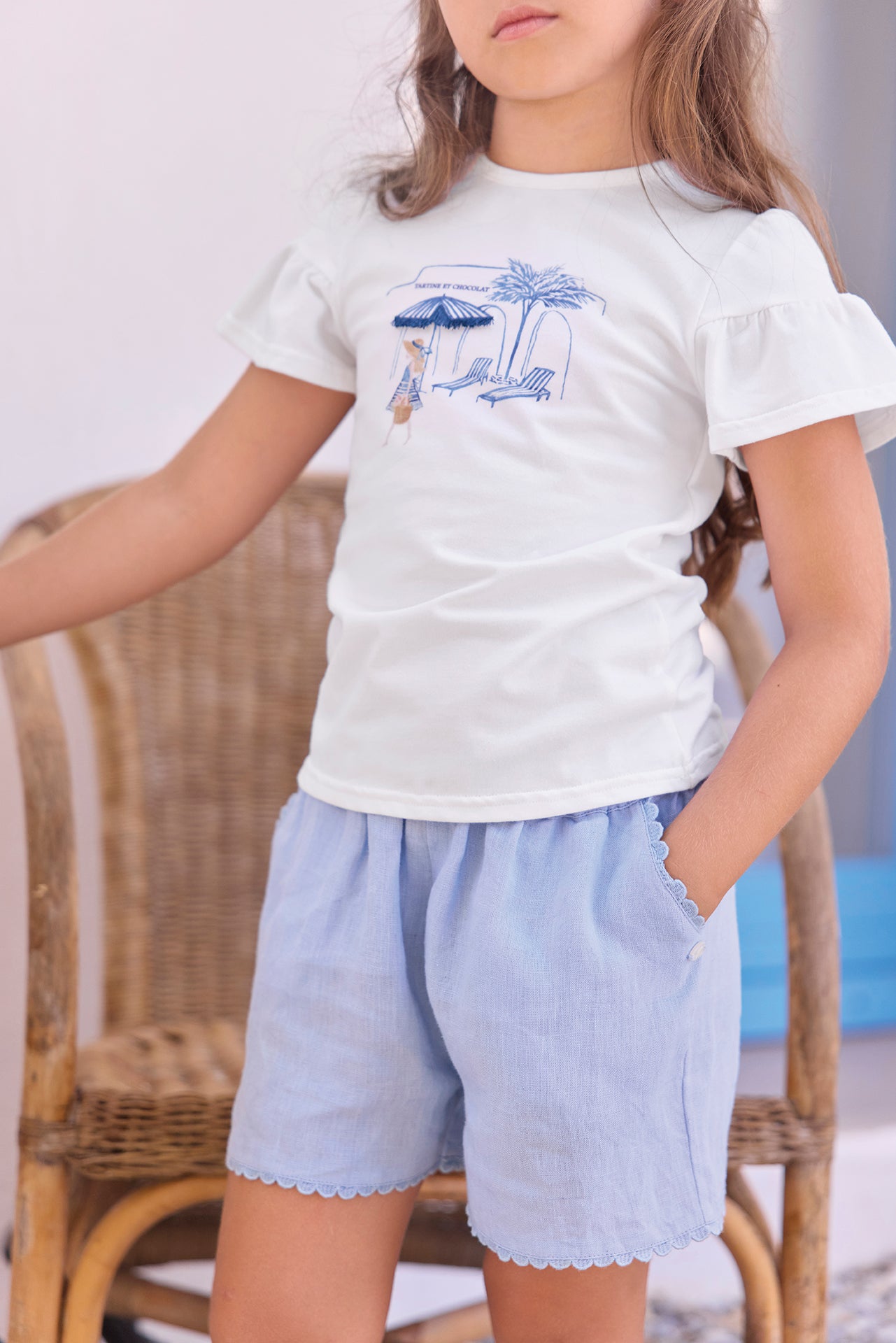 T-Shirt - Blau Illustration Strand