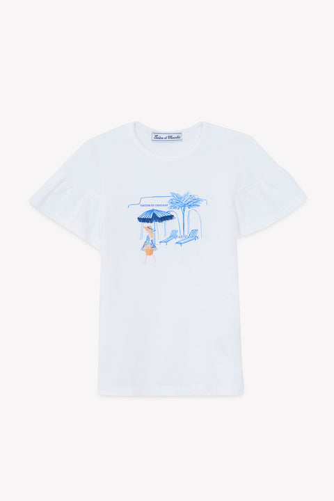 Camiseta  - Azul Ilustración playa - Image principale