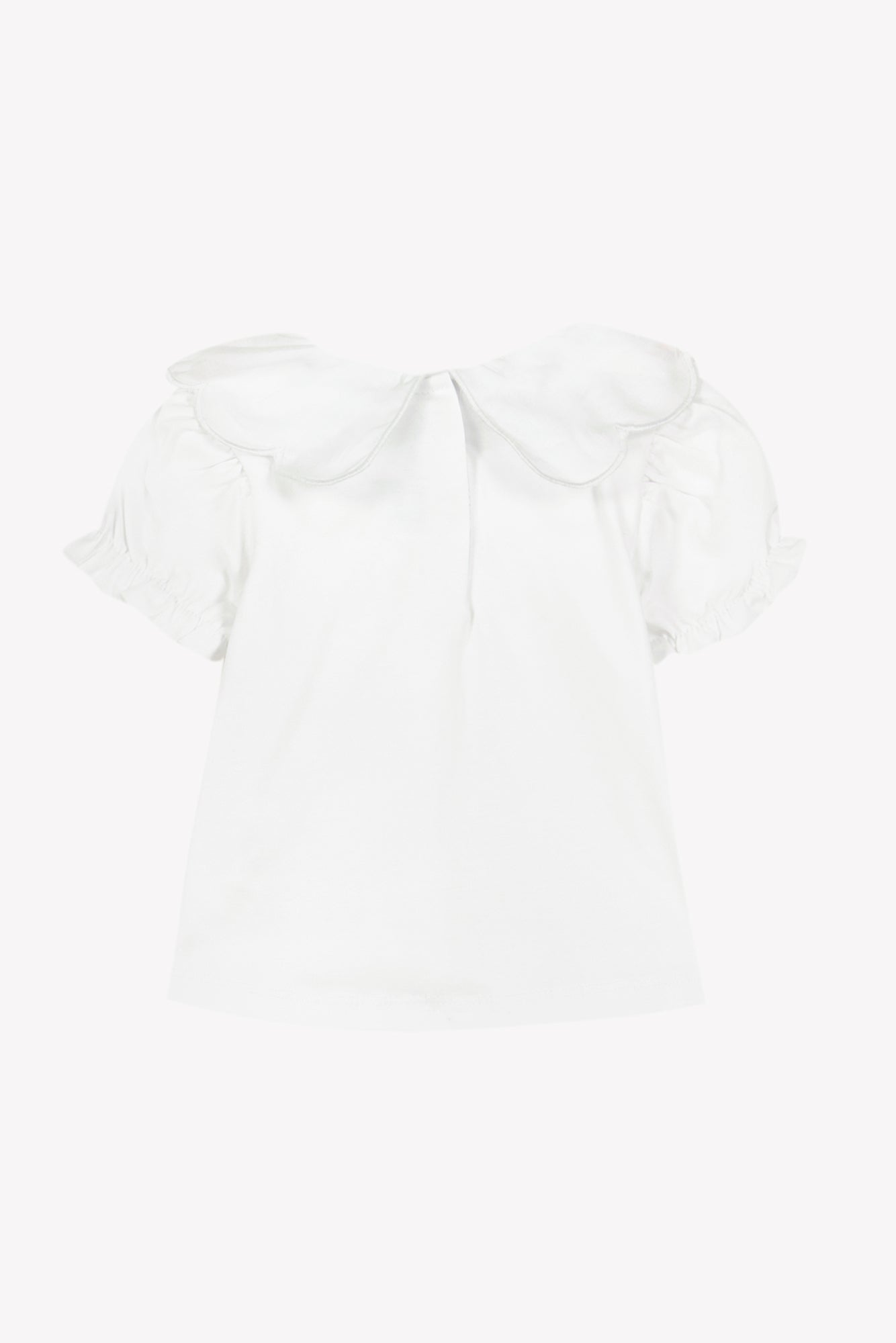 T-shirt - Wit Kraag met ruches bloemrijk