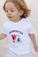 T-shirt - White cotton Illustration badminton