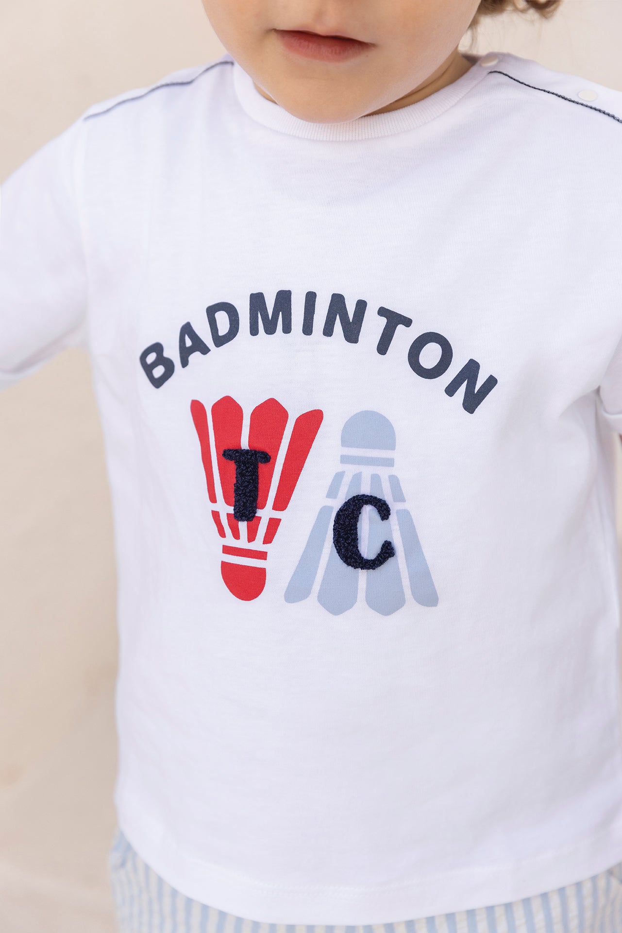 T-shirt - White cotton Illustration badminton