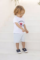 Short - Bleu nuage coton rayures
