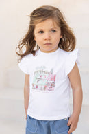 T-shirt - Blanc coton illustration tennis