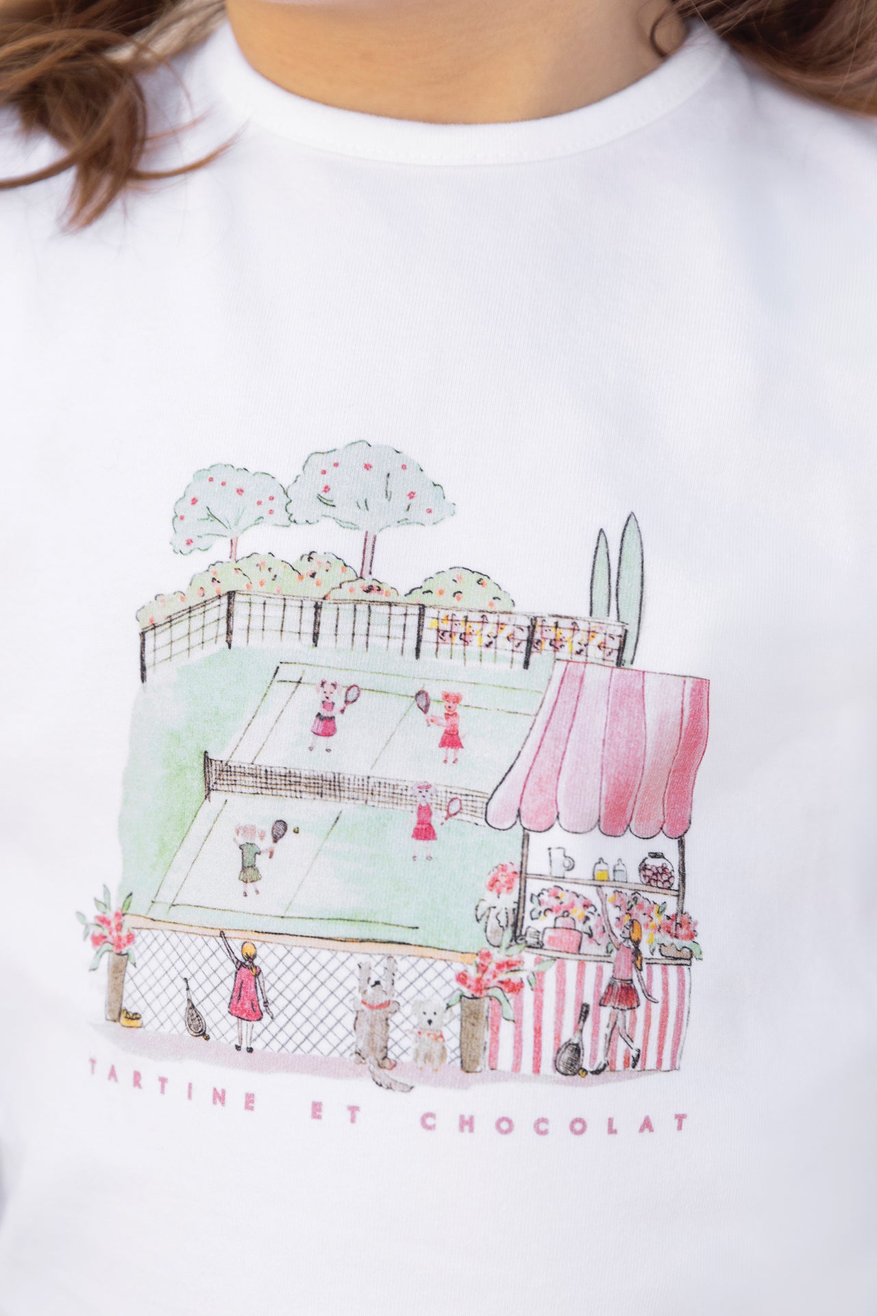 T-shirt - Blanc coton illustration tennis