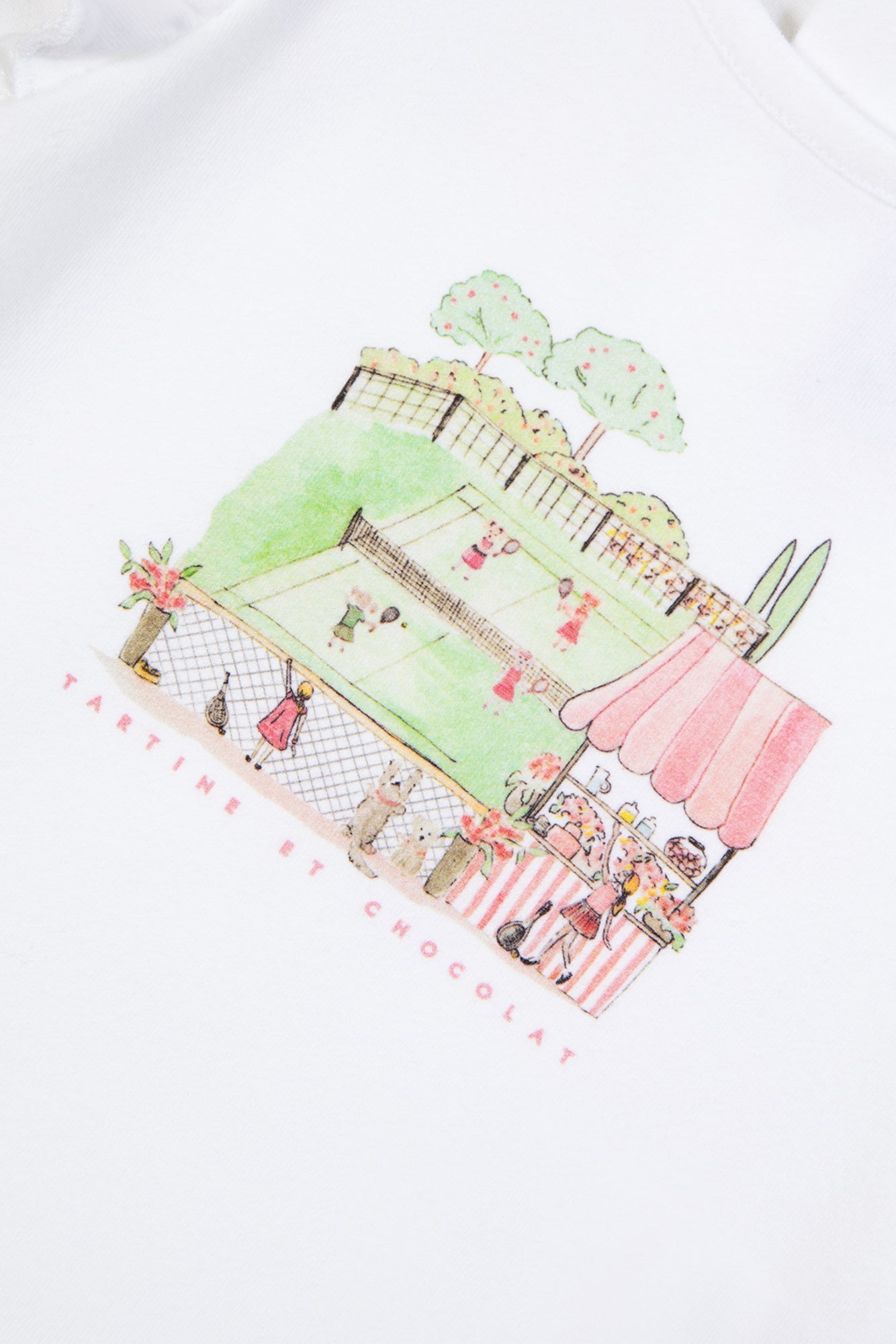 T-Shirt - Weiss Illustration Tennis