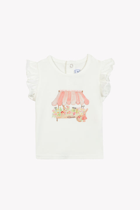 T-Shirt - Weiss Illustration Blumenmarkt - Image principale