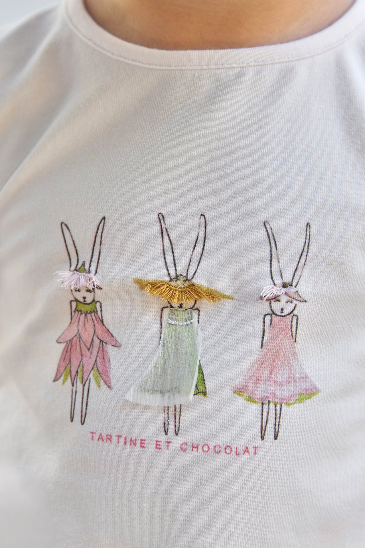 Camiseta - Rosa pálido Ilustración conejos