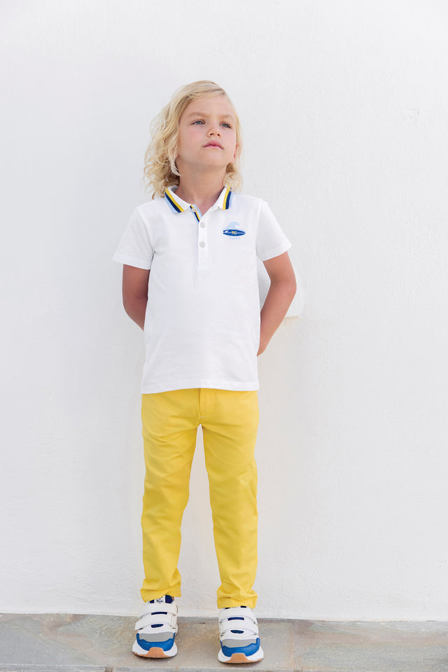 Poloshirt - Weiss Surfer-Baumwolle - Image principale