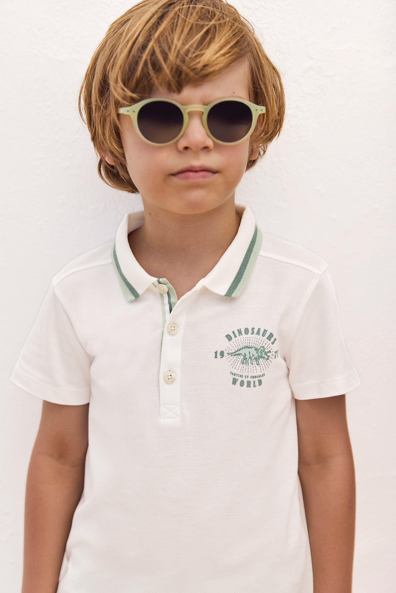 Poloshirt - Ecru Baumwolle DruckEntdecker