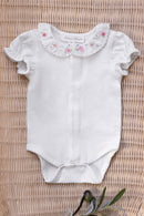 Body - Ecru coton col volant fleuri