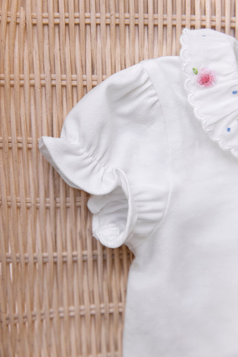 Body - Ecru col volant fleuri - Image principale