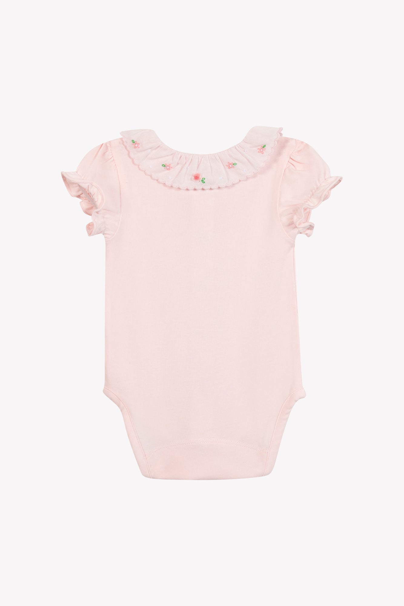 Body - Rosa Rüschenkragen Stickerei