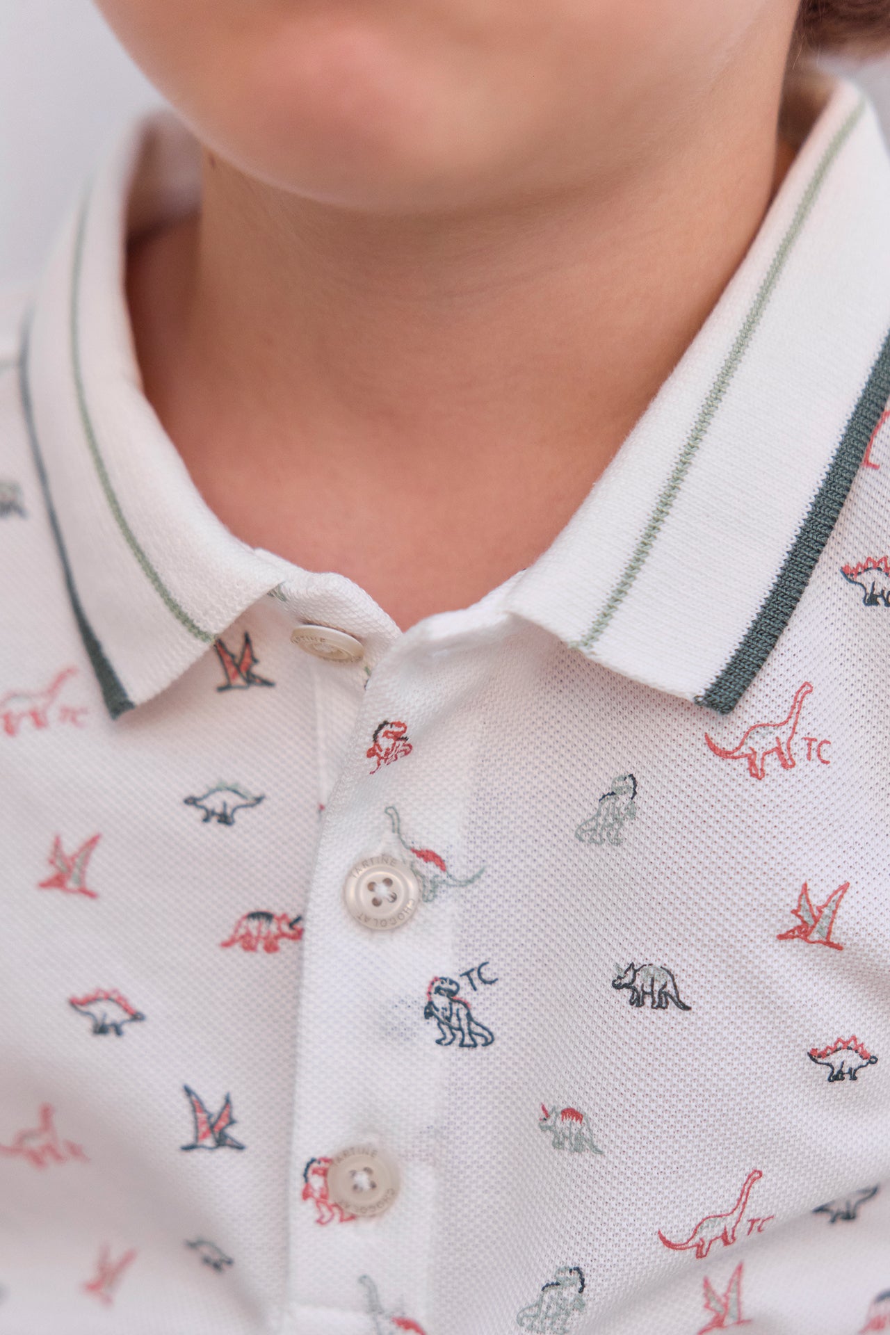 Poloshirt - Ecru DruckDinosaurier