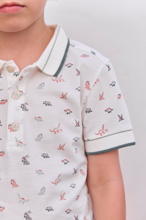 Poloshirt - Ecru DruckDinosaurier - Image principale